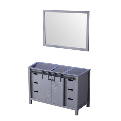 Marsyas 48" Dark Grey Single Vanity, no Top and 44" Mirror - LM342248SB00M44