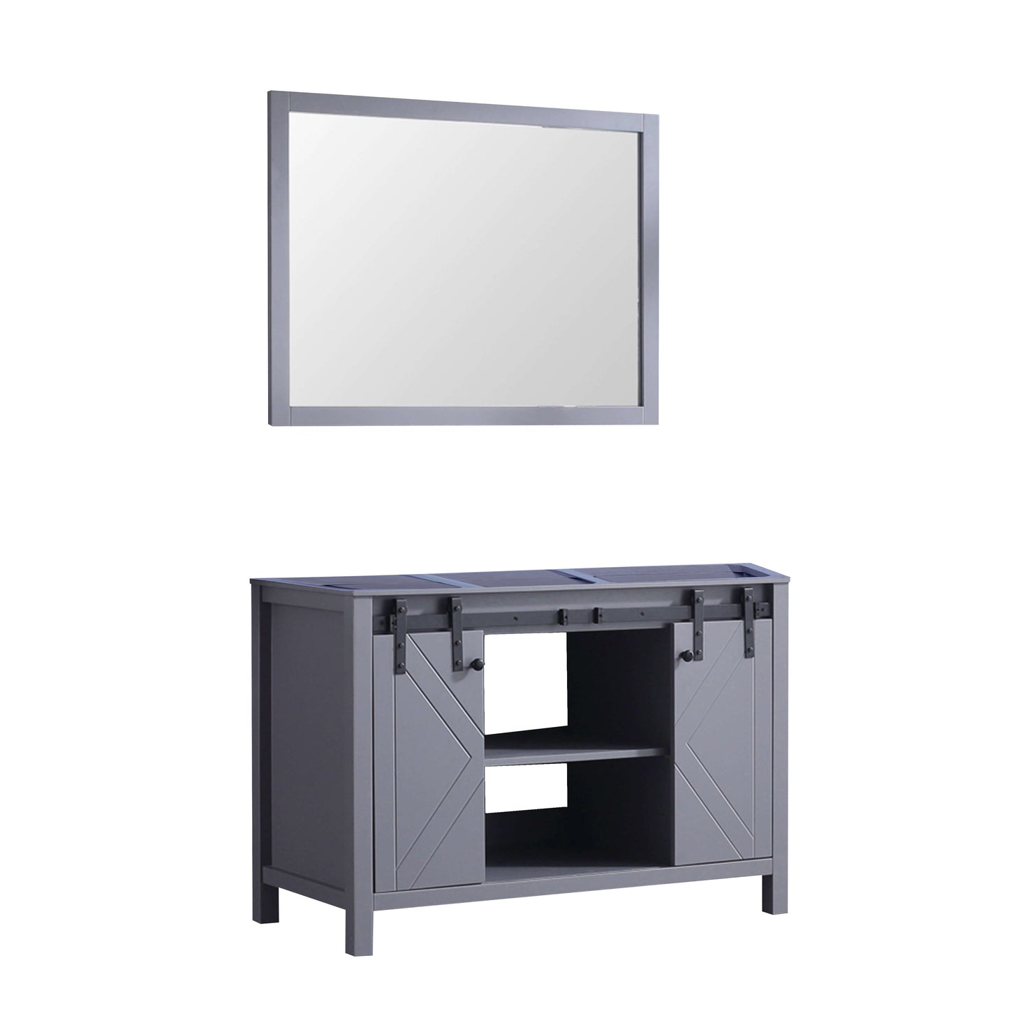 Marsyas 48" Dark Grey Single Vanity, no Top and 44" Mirror - LM342248SB00M44