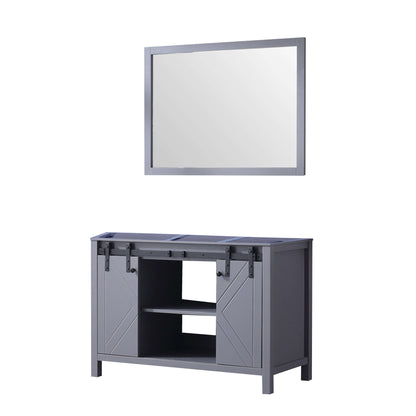 Marsyas 48" Dark Grey Single Vanity, no Top and 44" Mirror - LM342248SB00M44