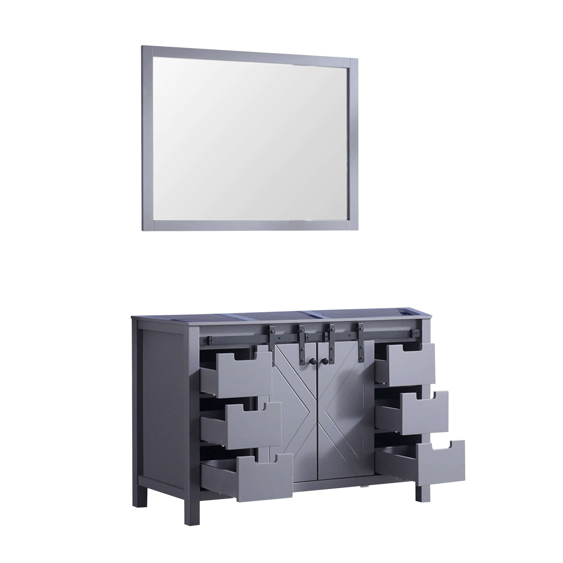 Marsyas 48" Dark Grey Single Vanity, no Top and 44" Mirror - LM342248SB00M44