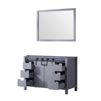 Marsyas 48" Dark Grey Single Vanity, no Top and 44" Mirror - LM342248SB00M44