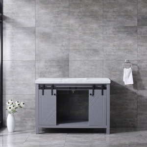 Marsyas 48" Dark Grey Single Vanity, White Carrara Marble Top, White Square Sink and no Mirror - LM342248SBBS000
