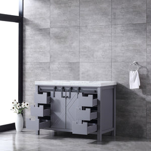 Marsyas 48" Dark Grey Single Vanity, White Carrara Marble Top, White Square Sink and no Mirror - LM342248SBBS000