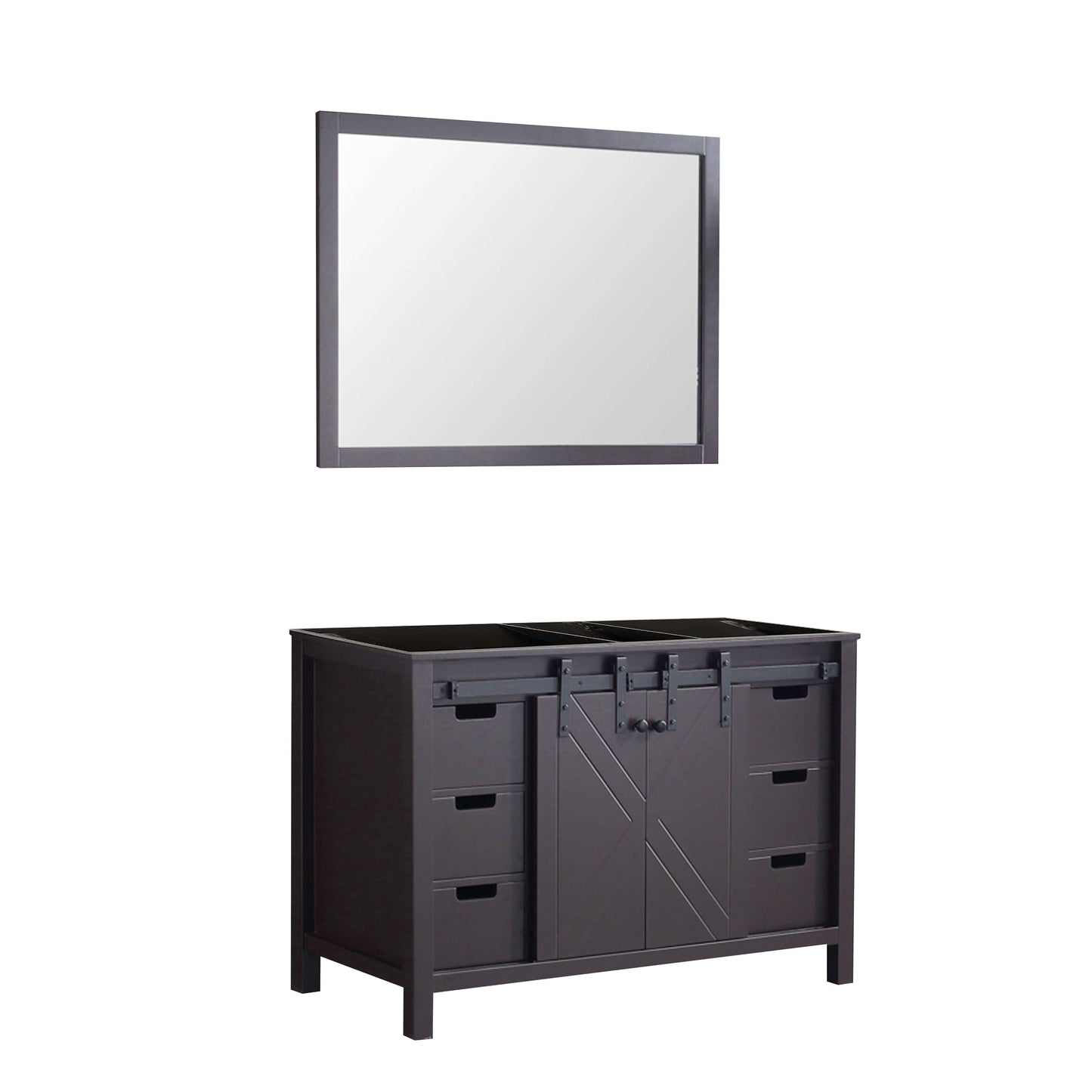 Marsyas 48" Brown Single Vanity, no Top and 44" Mirror - LM342248SC00M44