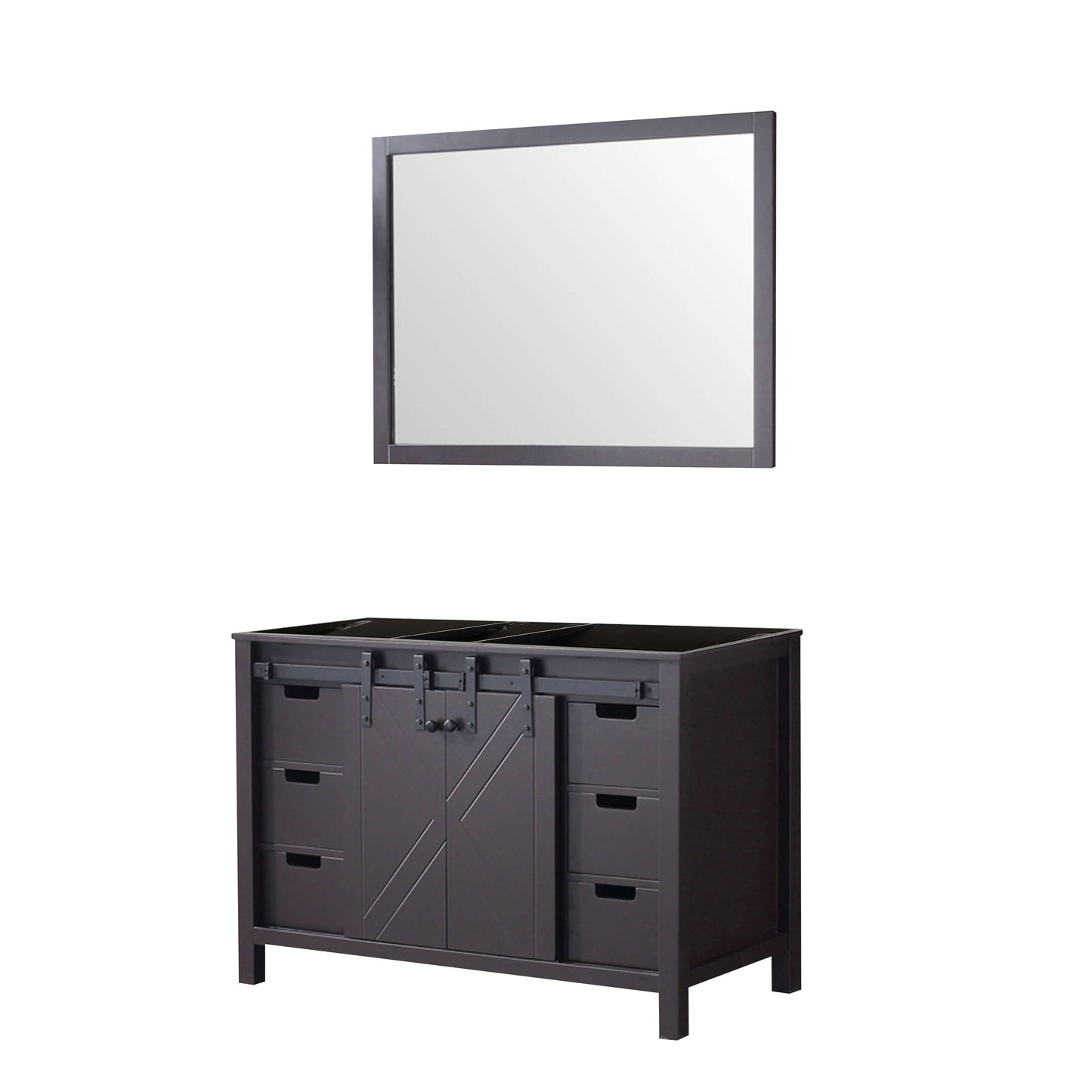 Marsyas 48" Brown Single Vanity, no Top and 44" Mirror - LM342248SC00M44