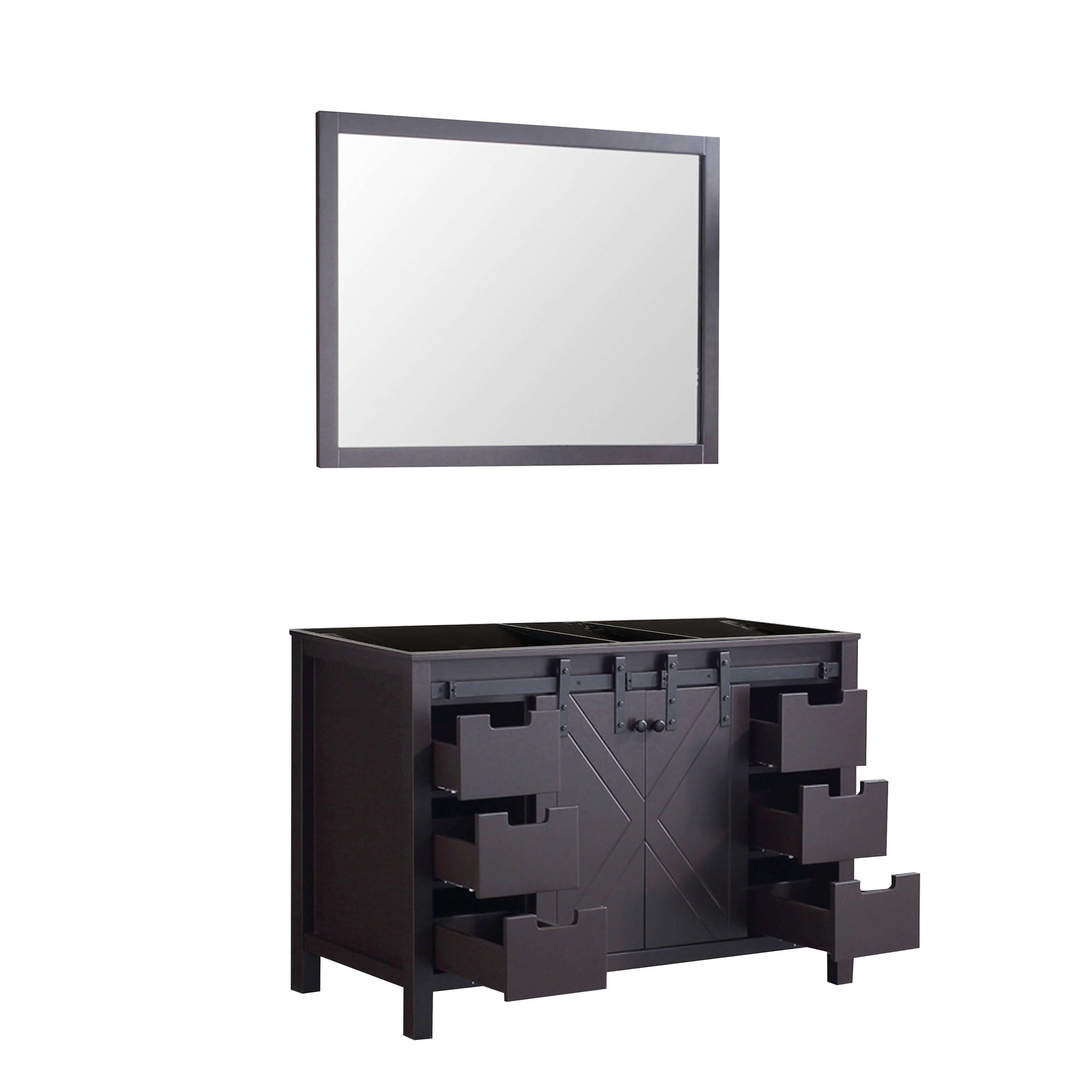 Marsyas 48" Brown Single Vanity, no Top and 44" Mirror - LM342248SC00M44