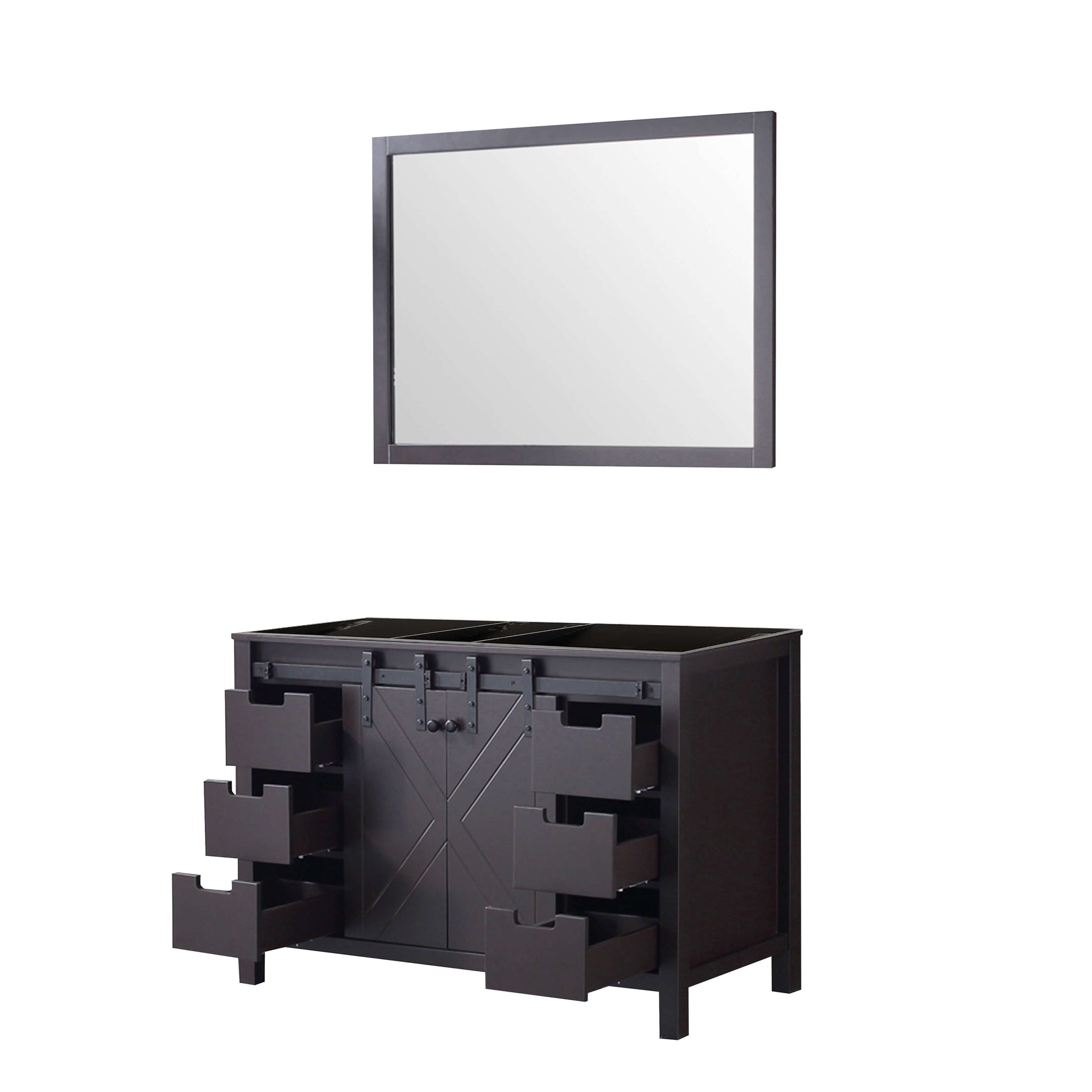 Marsyas 48" Brown Single Vanity, no Top and 44" Mirror - LM342248SC00M44