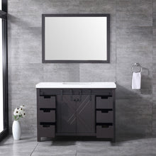 Load image into Gallery viewer, Marsyas 48&quot; Brown Single Vanity, White Quartz Top, White Square Sink and 44&quot; Mirror - LM342248SCCSM44