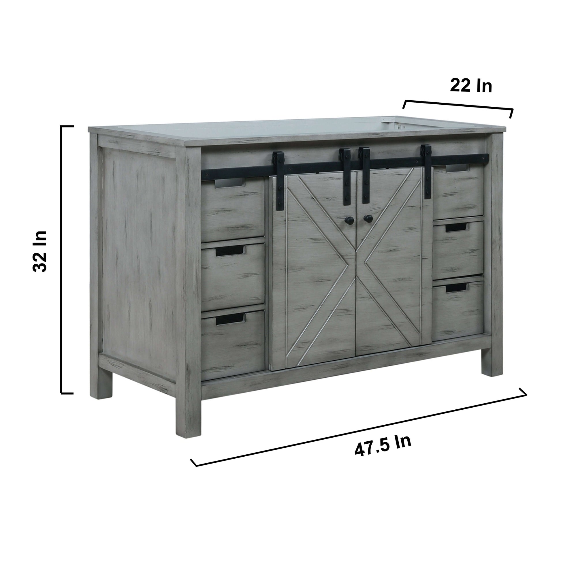 Marsyas 48" Ash Grey Single Vanity Cabinet Only - LM342248SH00000