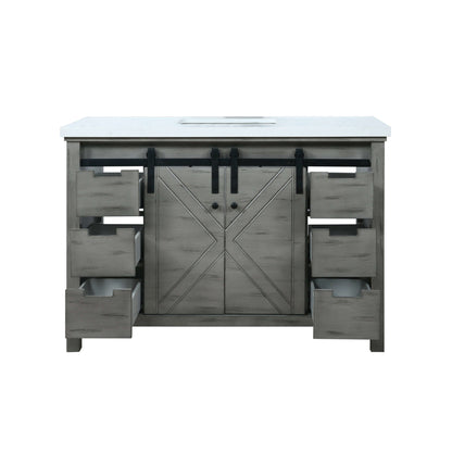 Marsyas 48" Ash Grey Single Vanity, White Quartz Top, White Square Sink and no Mirror - LM342248SHCS000