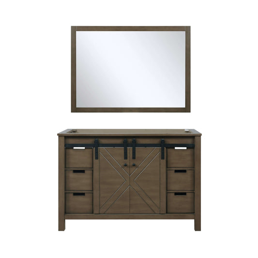 Marsyas 48" Rustic Brown Single Vanity, no Top and 44" Mirror - LM342248SK00M44