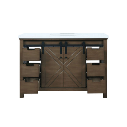 Marsyas 48" Rustic Brown Single Vanity, White Quartz Top, White Square Sink and no Mirror - LM342248SKCS000