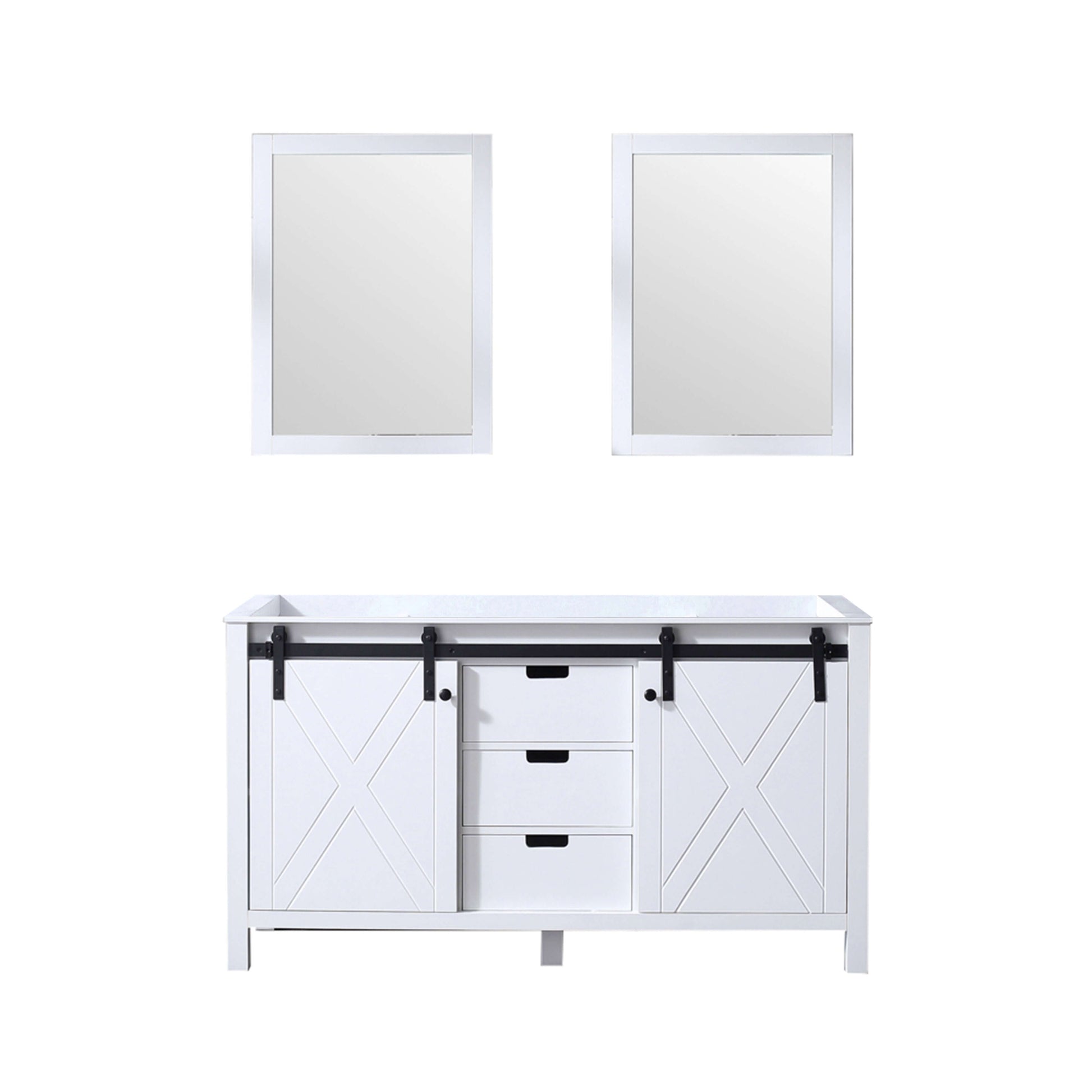 Marsyas 60" White Double Vanity, no Top and 24" Mirrors - LM342260DA00M24