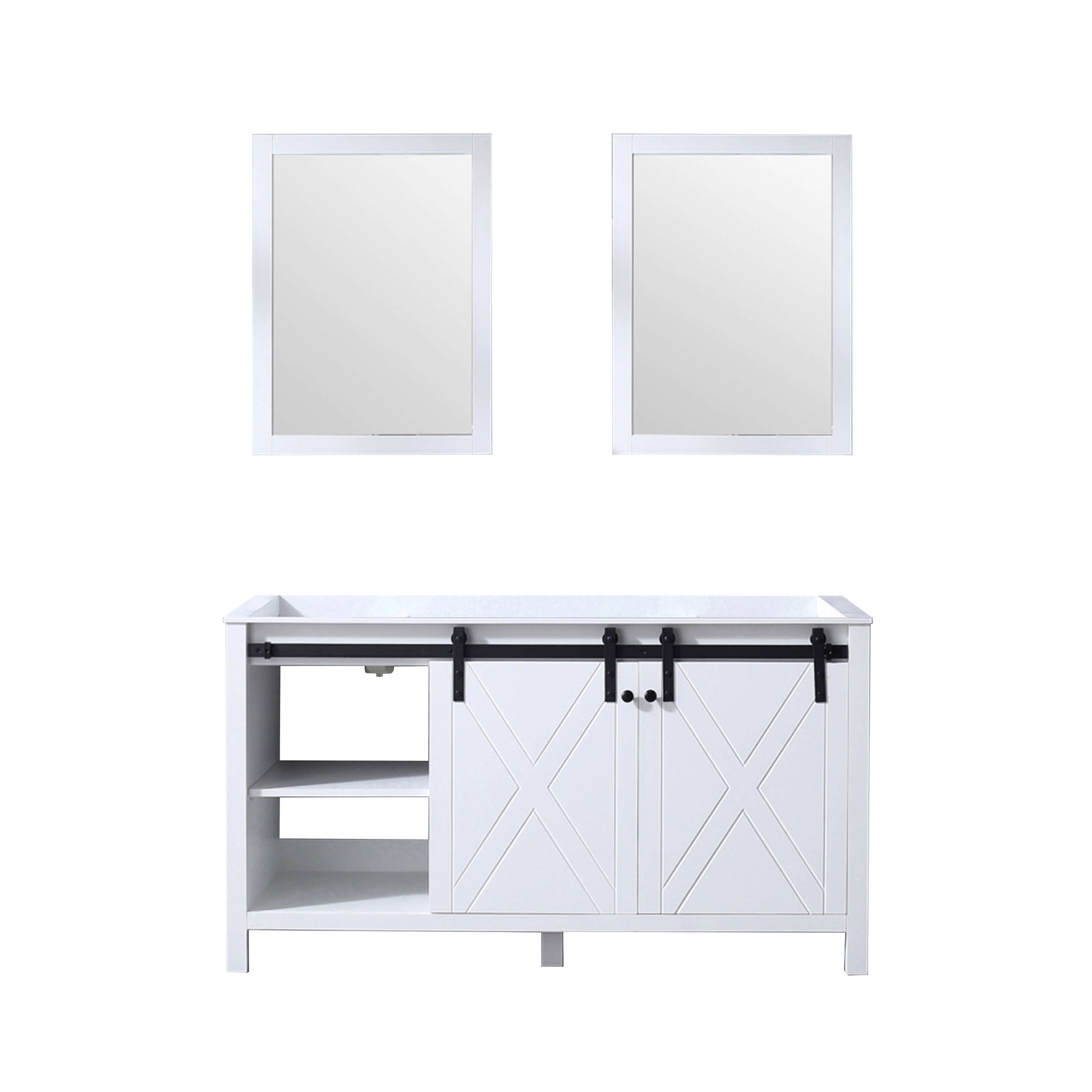 Marsyas 60" White Double Vanity, no Top and 24" Mirrors - LM342260DA00M24