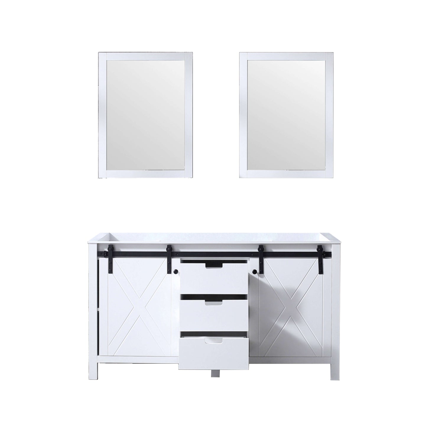 Marsyas 60" White Double Vanity, no Top and 24" Mirrors - LM342260DA00M24