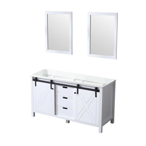 Marsyas 60" White Double Vanity, no Top and 24" Mirrors - LM342260DA00M24