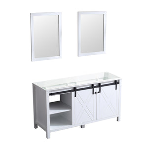 Marsyas 60" White Double Vanity, no Top and 24" Mirrors - LM342260DA00M24