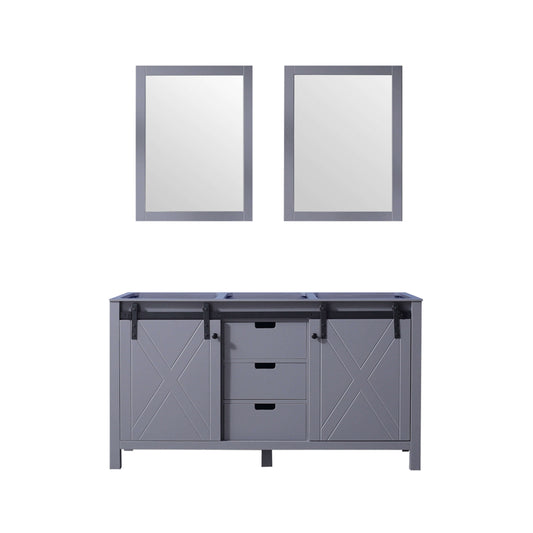 Marsyas 60" Dark Grey Double Vanity, no Top and 24" Mirrors - LM342260DB00M24