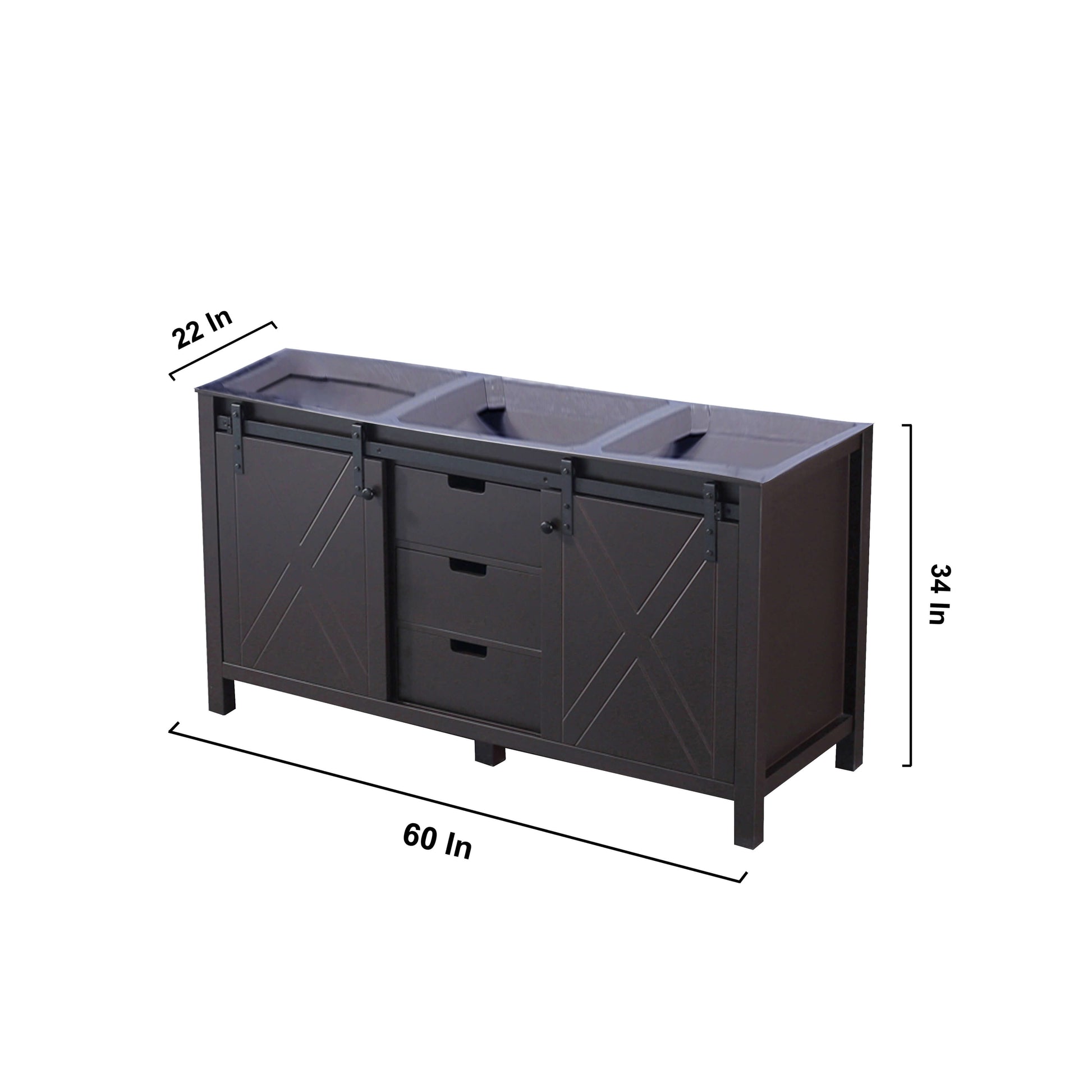 Marsyas 60" Brown Double Vanity Cabinet Only - LM342260DC00000