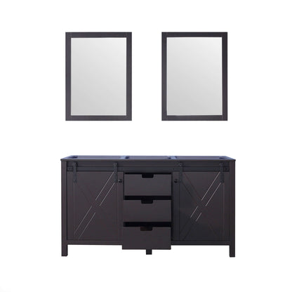 Marsyas 60" Brown Double Vanity, no Top and 24" Mirrors - LM342260DC00M24