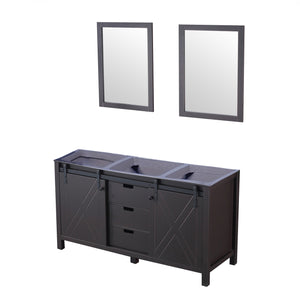 Marsyas 60" Brown Double Vanity, no Top and 24" Mirrors - LM342260DC00M24
