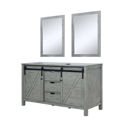 Marsyas 60" Ash Grey Double Vanity, no Top and 24" Mirrors - LM342260DH00M24