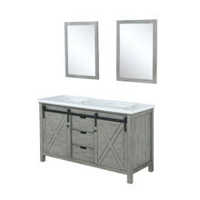 Load image into Gallery viewer, Marsyas 60&quot; Ash Grey Double Vanity, White Quartz Top, White Square Sinks and 24&quot; Mirrors - LM342260DHCSM24