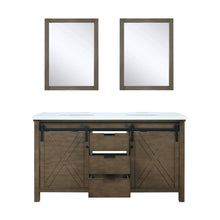 Load image into Gallery viewer, Marsyas 60&quot; Rustic Brown Double Vanity, White Quartz Top, White Square Sinks and 24&quot; Mirrors - LM342260DKCSM24