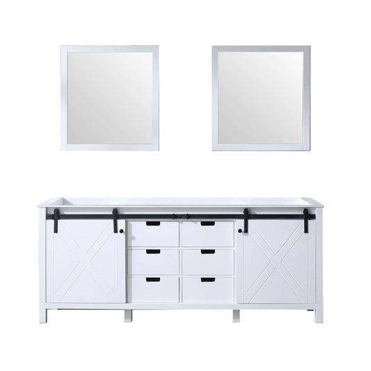 Marsyas 80" White Double Vanity, no Top and 30" Mirrors - LM342280DA00M30