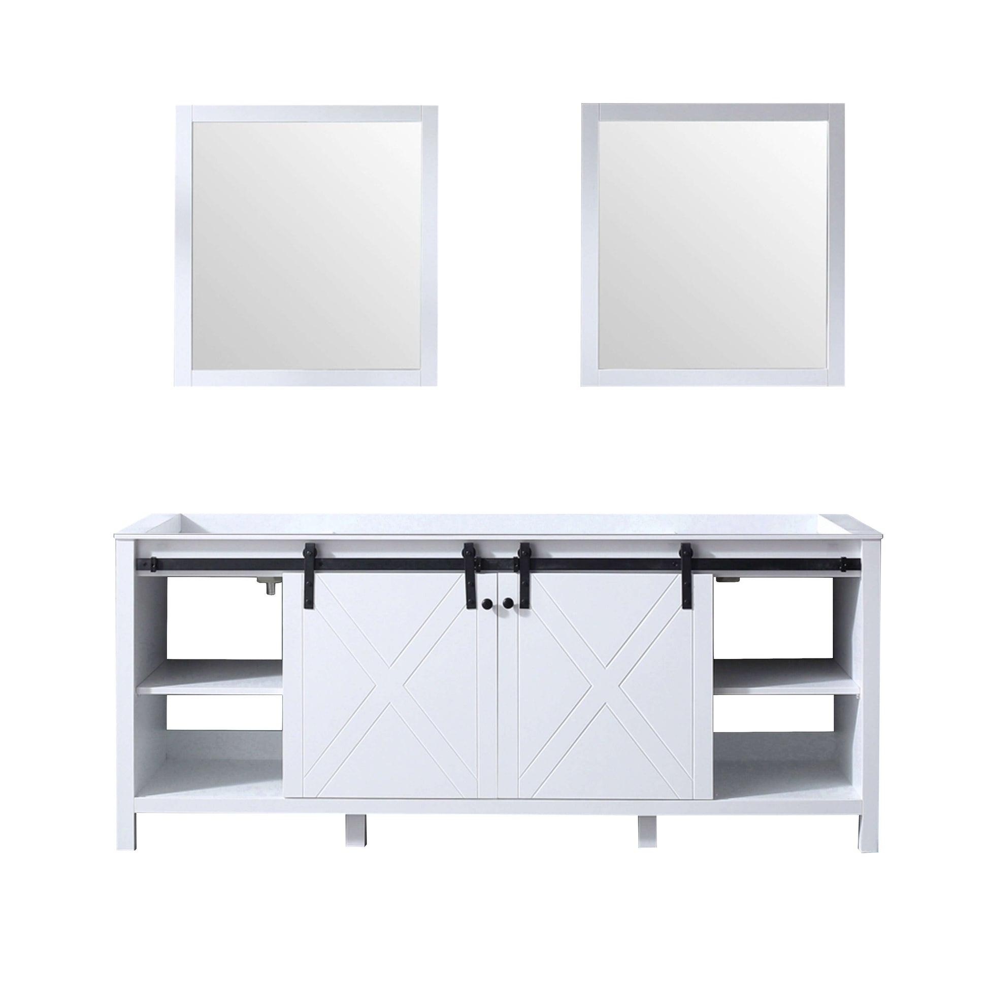 Marsyas 80" White Double Vanity, no Top and 30" Mirrors - LM342280DA00M30