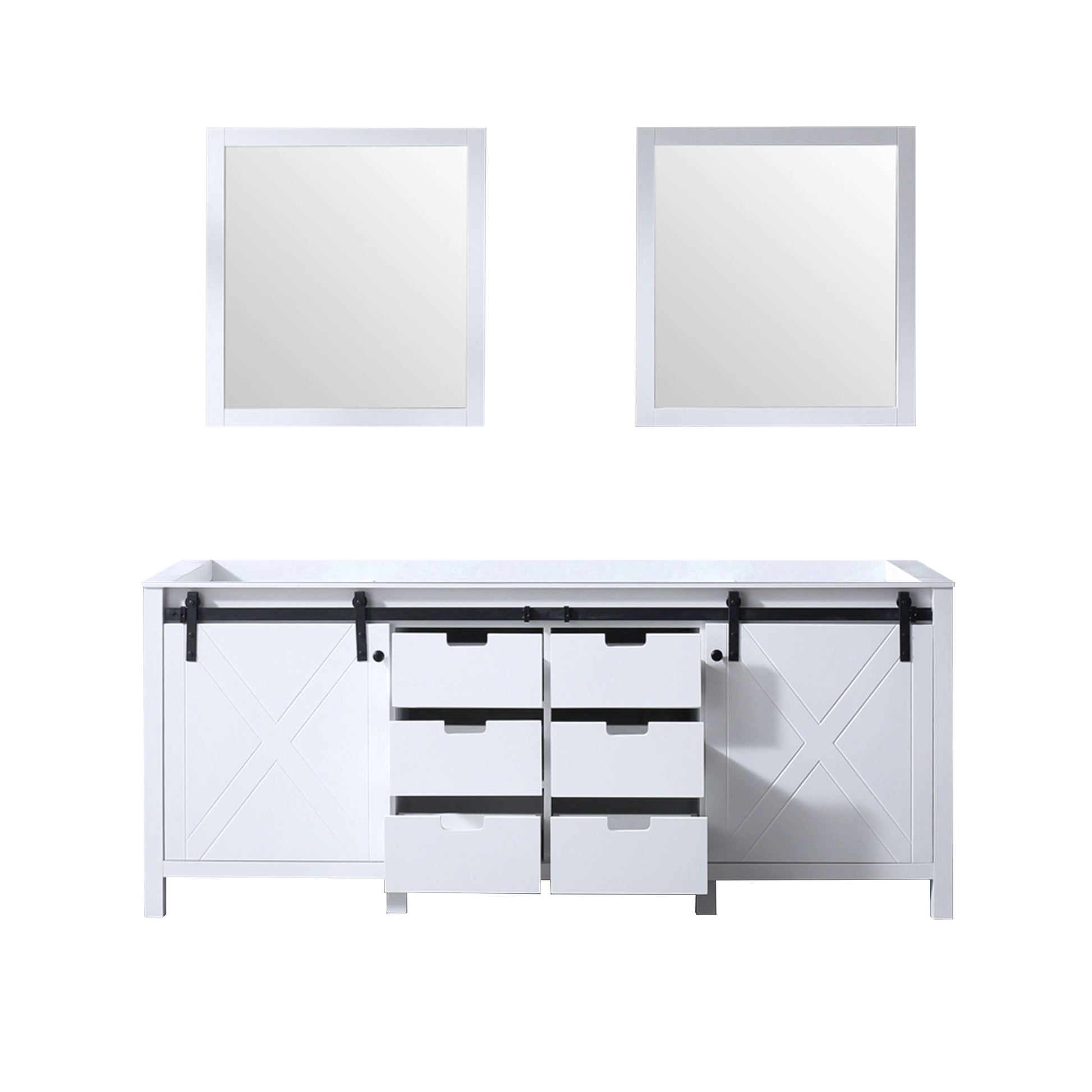 Marsyas 80" White Double Vanity, no Top and 30" Mirrors - LM342280DA00M30