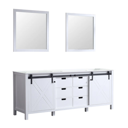 Marsyas 80" White Double Vanity, no Top and 30" Mirrors - LM342280DA00M30