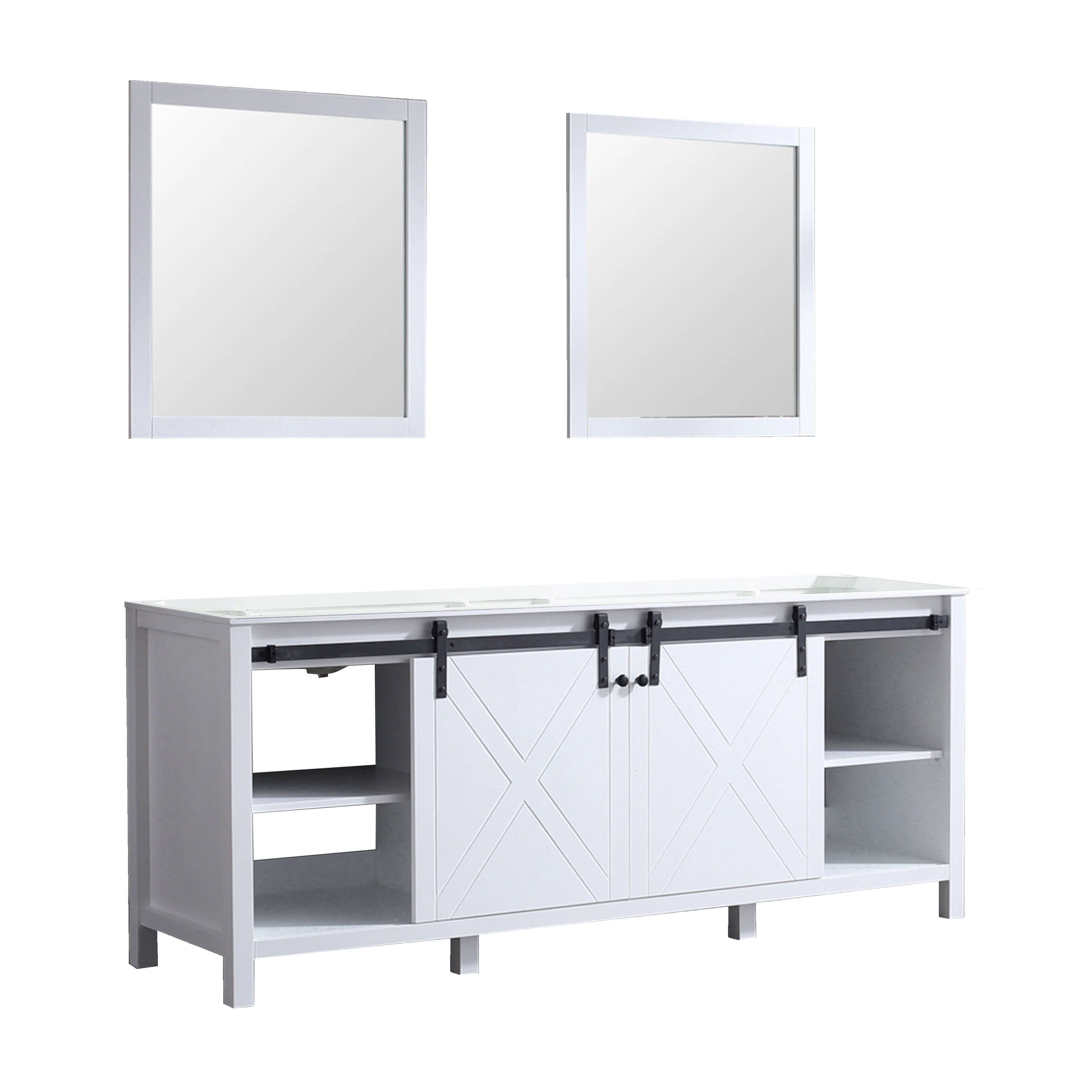 Marsyas 80" White Double Vanity, no Top and 30" Mirrors - LM342280DA00M30