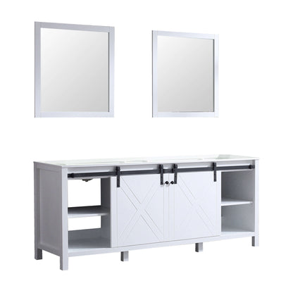 Marsyas 80" White Double Vanity, no Top and 30" Mirrors - LM342280DA00M30