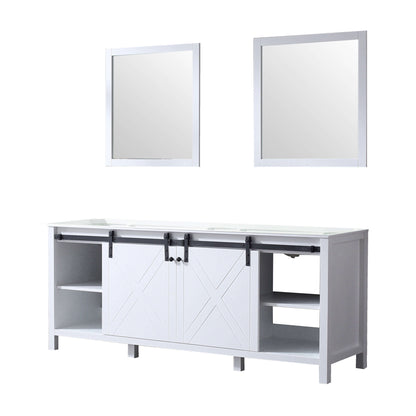 Marsyas 80" White Double Vanity, no Top and 30" Mirrors - LM342280DA00M30