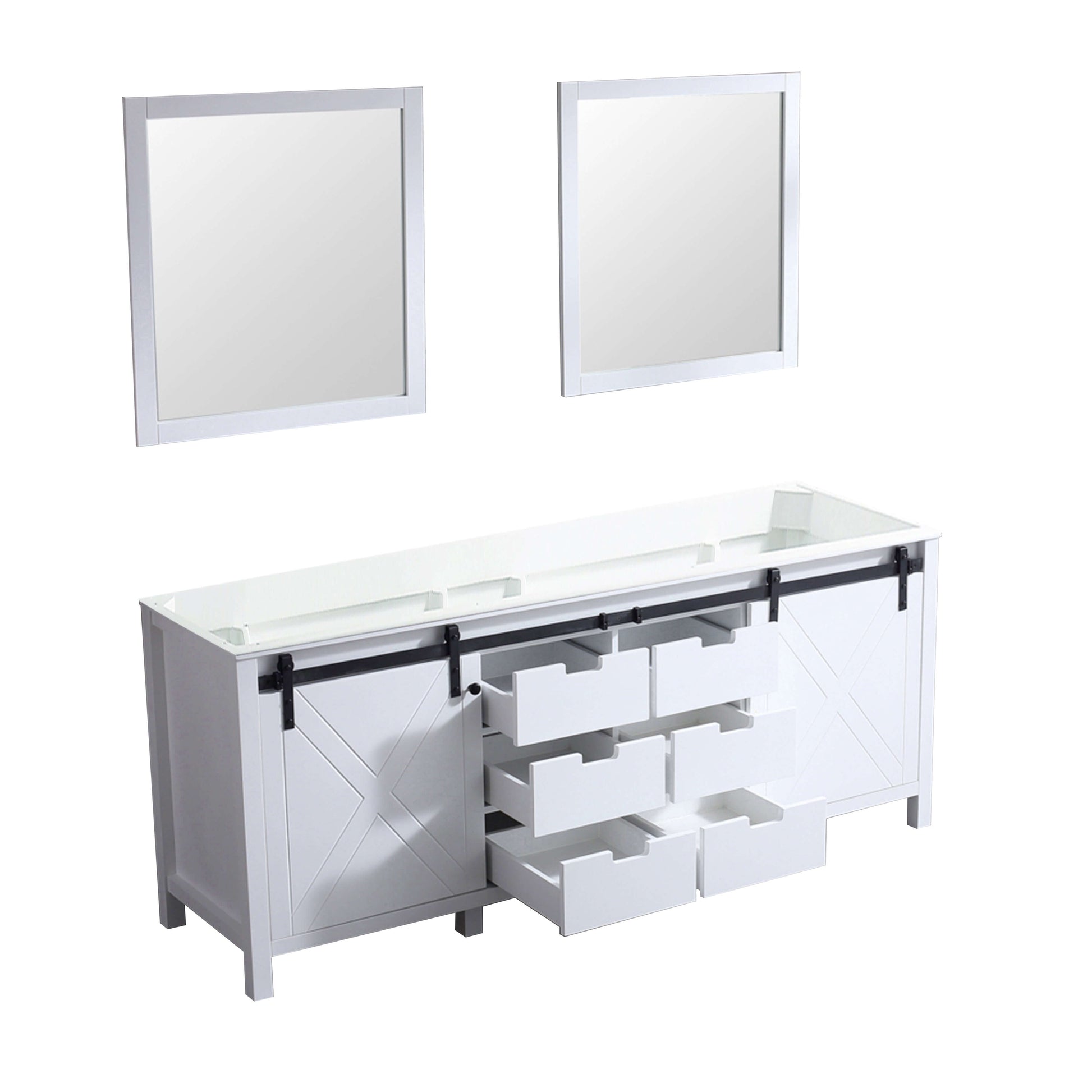 Marsyas 80" White Double Vanity, no Top and 30" Mirrors - LM342280DA00M30