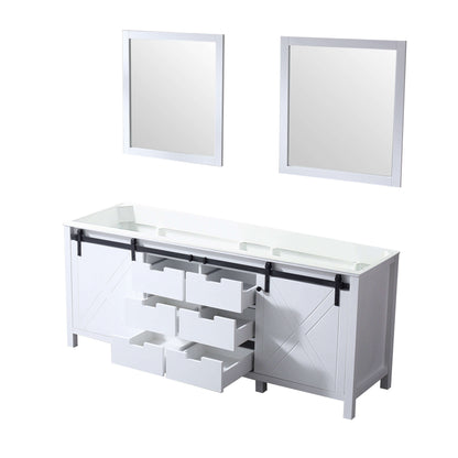 Marsyas 80" White Double Vanity, no Top and 30" Mirrors - LM342280DA00M30