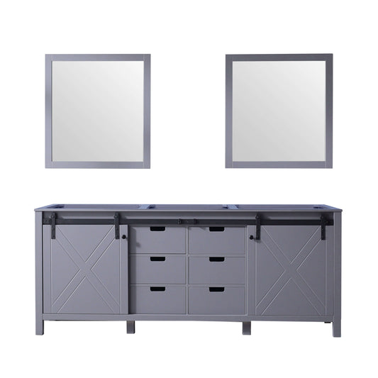 Marsyas 80" Dark Grey Double Vanity, no Top and 30" Mirrors - LM342280DB00M30