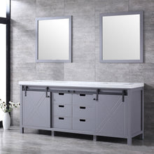 Load image into Gallery viewer, Marsyas 80&quot; Dark Grey Double Vanity, White Carrara Marble Top, White Square Sinks and 30&quot; Mirrors - LM342280DBBSM30