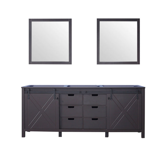 Marsyas 80" Brown Double Vanity, no Top and 30" Mirrors - LM342280DC00M30