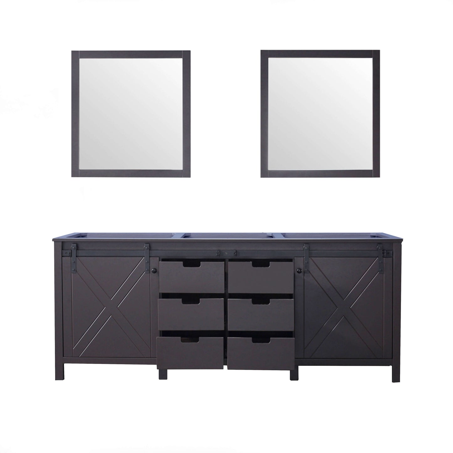 Marsyas 80" Brown Double Vanity, no Top and 30" Mirrors - LM342280DC00M30