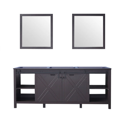 Marsyas 80" Brown Double Vanity, no Top and 30" Mirrors - LM342280DC00M30