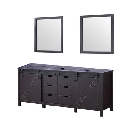 Marsyas 80" Brown Double Vanity, no Top and 30" Mirrors - LM342280DC00M30