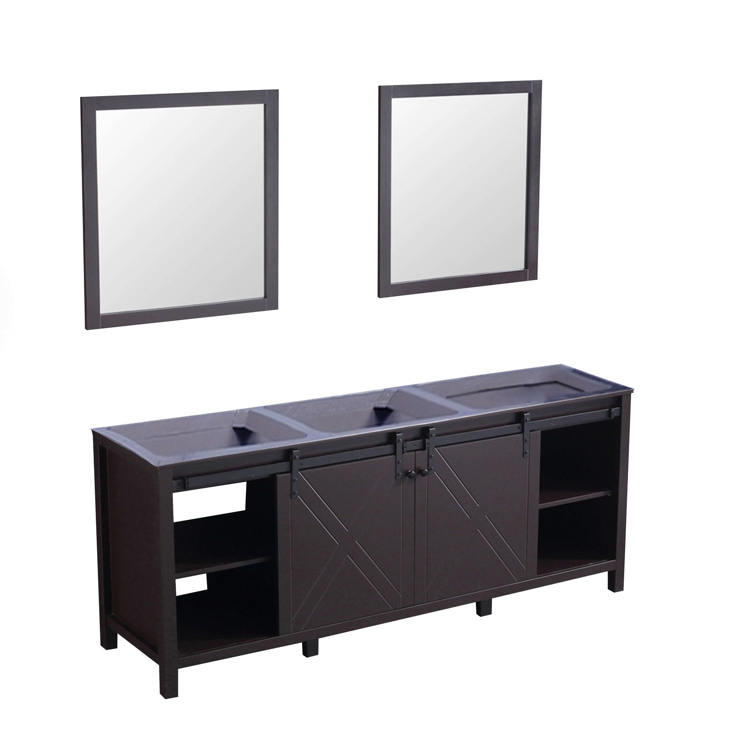 Marsyas 80" Brown Double Vanity, no Top and 30" Mirrors - LM342280DC00M30