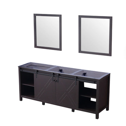 Marsyas 80" Brown Double Vanity, no Top and 30" Mirrors - LM342280DC00M30