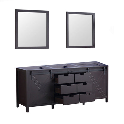 Marsyas 80" Brown Double Vanity, no Top and 30" Mirrors - LM342280DC00M30