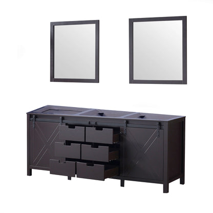 Marsyas 80" Brown Double Vanity, no Top and 30" Mirrors - LM342280DC00M30