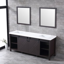 Load image into Gallery viewer, Marsyas 80&quot; Brown Double Vanity, White Quartz Top, White Square Sinks and 30&quot; Mirrors - LM342280DCCSM30