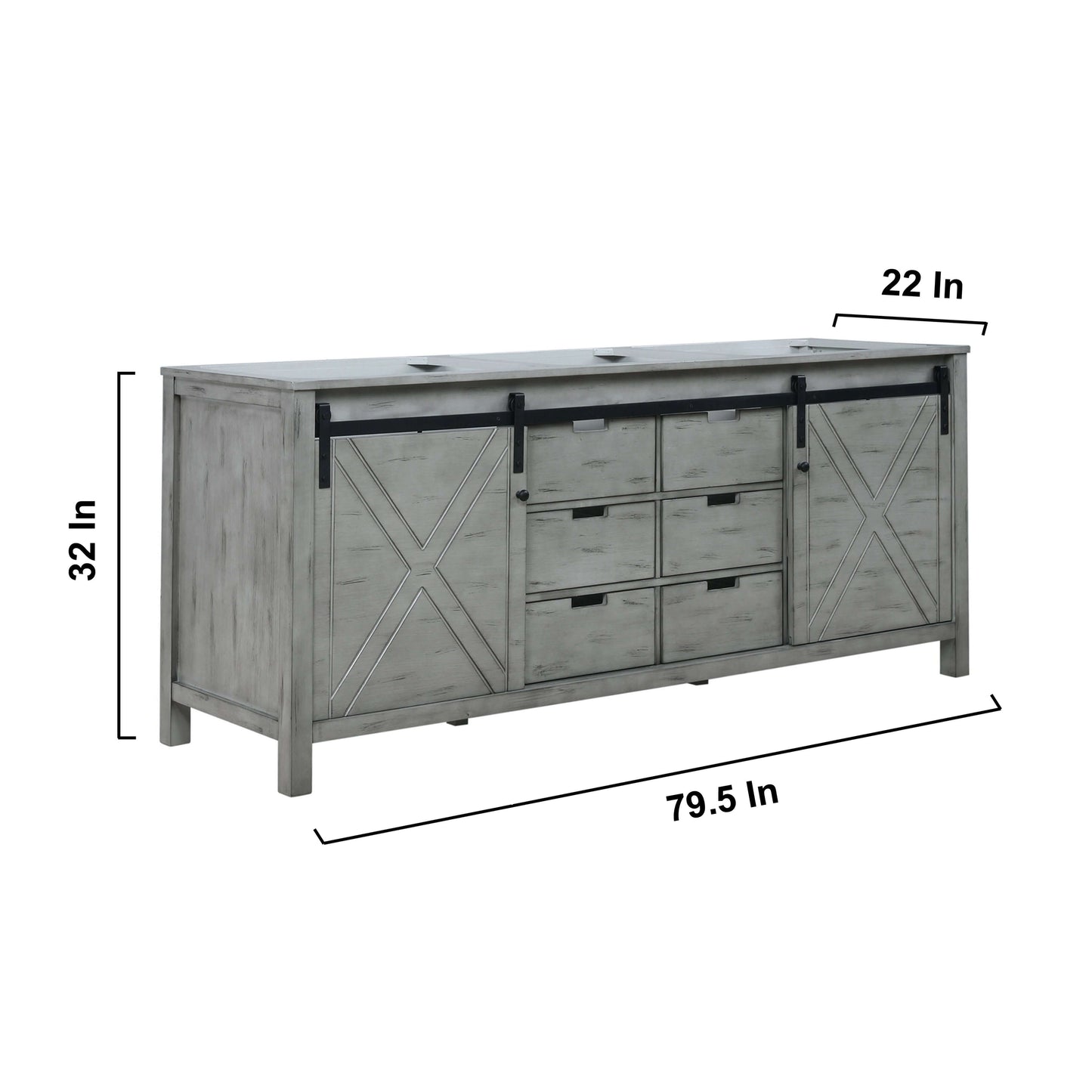 Marsyas 80" Ash Grey Double Vanity Cabinet Only - LM342280DH00000