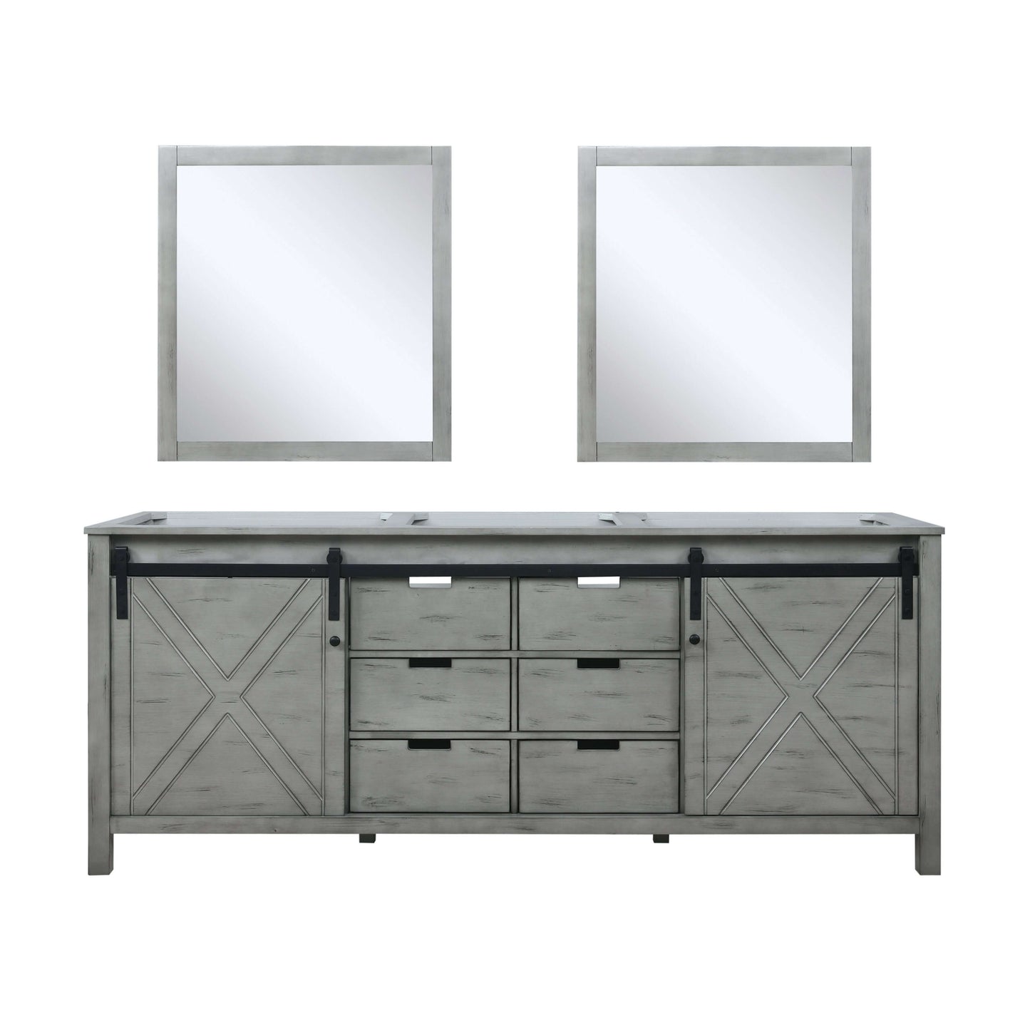 Marsyas 80" Ash Grey Double Vanity, no Top and 30" Mirrors - LM342280DH00M30